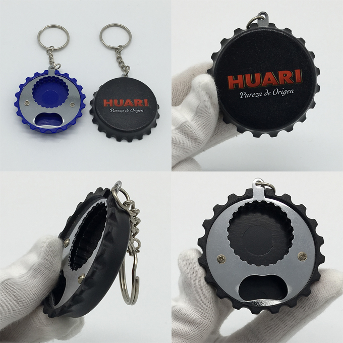 bottle cap shaped beer opener keyring